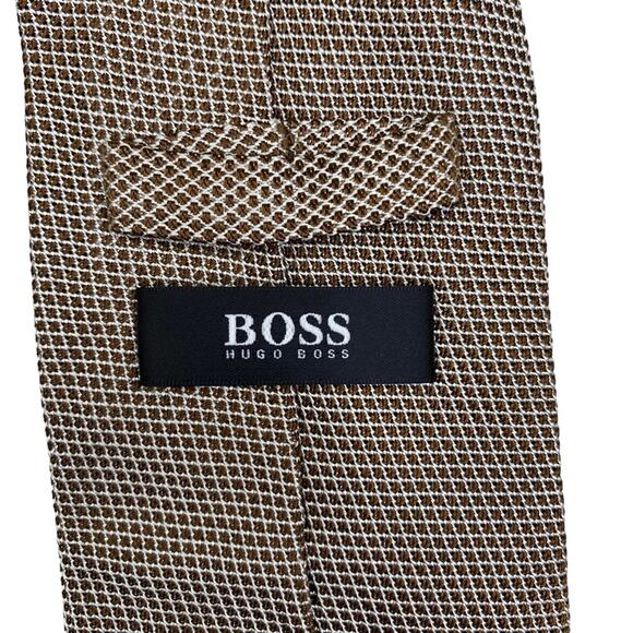 Vintage Hugo Boss Brown 100% Silk Made In Italy Neck Tie - Picture 6 of 9